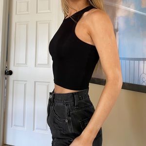 H&M black ribbed crop top
